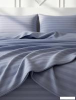 Евро комплект постельного белья Блакiт Страйп-сатин Евро 50х70 4251/1 16-3919 (лавандово-синий)