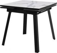 Кухонный стол Мир стульев Саен 54 800x800/300x300 (черный муар/мрамор бел)