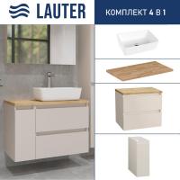 Lauter Тумба с умывальником Mia 60 + 21674A (кашемир, со столешницей из цельного дуба Mia 80 и шкафо