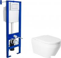 Унитаз подвесной Saniteco KW-9009W + Berges АТОМ 410 040333 (с кнопкой)