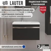Lauter Тумба с умывальником Eva 69 (черный матовый/матовая сталь/искусственный мрамор)