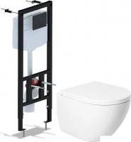 Унитаз подвесной Saniteco KW-9003W Single (безободковый) + Ани Пласт WCP1430