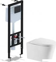 Унитаз подвесной Saniteco Tornado KW-9005WT + Ани Пласт WCP1430