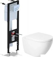 Унитаз подвесной Saniteco KW-9003W Single (безободковый) + Ани Пласт WCP4131
