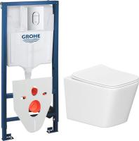 Унитаз подвесной Lauter Square 214903 + GROHE Rapid SL 39504000 + GROHE 37131000 (округлая, хром)