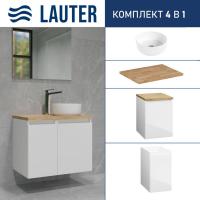 Lauter Тумба с умывальником Mia 40 + 21499-31 (белый глянец, со столешницей из цельного дуба Mia 70