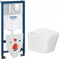 Унитаз подвесной Lauter Square 214903 + GROHE Rapid SL 38721001 + GROHE 37131000 (овальная, хром)