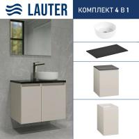 Lauter Тумба с умывальником Mia 40 + 21499-31 (кашемир, со столешницей текстура камня, черный Mia 70