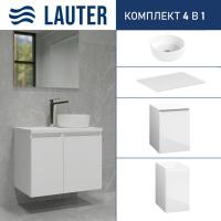 Lauter Тумба с умывальником Mia 40 + 21499-31 (белый глянец, со столешницей текстура камня, белый Mi