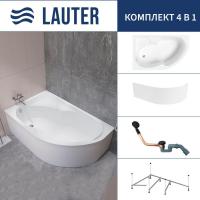 Ванна Lauter Geneva 170x105 2103170L (с каркасом, лицевым экраном и сифоном 21Y11021 матовый черный)