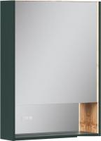 EQUIL Шкаф с зеркалом для ванной Gleam 60.1D (зеленый камень/дуб вотан)