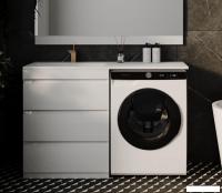 Symbolite Тумба с умывальником Даллас 130 Люкс Plus 3 ящика + Даллас 130x48.2 (левый, белый)