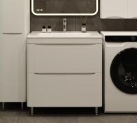 Symbolite Тумба с умывальником Бергамо мини 80 Люкс Plus 2 ящика + Каре Люкс Мини 80х35 (белый)