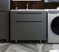 Symbolite Тумба с умывальником Марелла 90 Люкс Plus 2 ящика + Марелла Люкс 90х40 (серый)