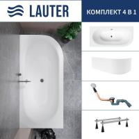 Ванна Lauter Bliss 170 L 21201071L (с ножками, лицевым экраном белого цвета и сифоном 21Y11020 хром)