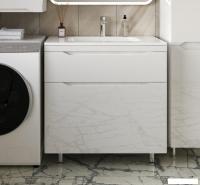 Symbolite Тумба с умывальником Марелла 80 Люкс Plus 2 ящика + Марелла Люкс 80х40 (белый глянец)