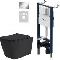 Унитаз подвесной Lauter Magdeburg 21103EC + AM.PM PrimeFit I012709.0151 (черный матовый хром глянцев