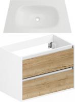 ЗОВ Тумба с умывальником Парма 70 P70LWP0MHMC1A + Oliveeka Flow F70W (белый/галифакс)