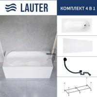 Ванна Lauter Celeste 170x75 21060075 (с каркасом, лицевым экраном и сифоном 21Y31001 матовый черный)