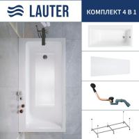 Ванна Lauter Seraphina 170x80 2112170R (с каркасом, лицевым экраном и сифоном 21Y11021 матовый черны