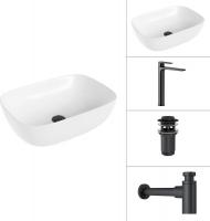 Умывальник Lauter 21493A + Reef 21CK8678BS + сифон 21635B + дон.клапан 21190B (черный матовый)