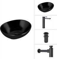 Умывальник Lauter 21652-A + Cascade 21СК0655BS + сифон 21635B + дон.клапан 21190B (черный матовый)