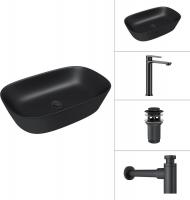 Умывальник Lauter 21393-60-A + Moon 21СК8691BS + сифон 21635B + донный кл. 21190B (черный матовый)