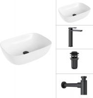 Умывальник Lauter 21493A + Cascade 21СК0655BS + сифон 21635B + дон.клапан 21190B (черный матовый)