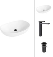 Умывальник Lauter 21502 + Cascade 21СК0655BS с донным клапаном 21190B (черный матовый)