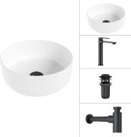 Умывальник Lauter 21499-31 + Moon 21СК8691BS + сифон 21635B + дон.клапан 21190B (черный матовый)