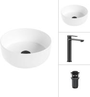 Умывальник Lauter 21499-31 + Moon 21СК8691BS с донным клапаном 21190B (черный матовый)
