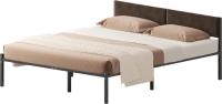 Кровать Домаклево Лофт 180х200 с универсальной спинкой (черный/коричневый)