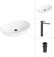 Умывальник Lauter 21502 + Reef 21CK8678BS с донным клапаном 21190B (черный матовый)