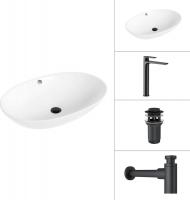 Умывальник Lauter 21709 + Reef 21CK8678BS + сифон 21635B + дон.клапан 21190B (черный матовый)