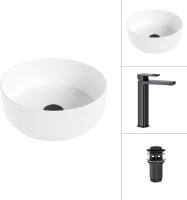 Умывальник Lauter 21499-31 + Cascade 21СК0655BS с донным клапаном 21190B (черный матовый)