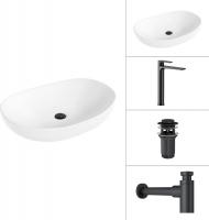 Умывальник Lauter 21502 + Reef 21CK8678BS + сифон 21635B + дон.клапан 21190B (черный матовый)