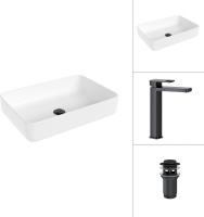 Умывальник Lauter 21487-50 + Cascade 21СК0655BS с донным клапаном 21190B (черный матовый)