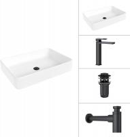 Умывальник Lauter 21842 + Cascade 21СК0655BS + сифон 21635B + дон.клапан 21190B (черный матовый)