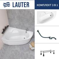 Ванна Lauter Valencia 140x95 2102140L (с ножками и сифоном 21Y32002 белый)