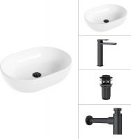Умывальник Lauter 21836A + Cascade 21СК0655BS + сифон 21635B + дон.клапан 21190B (черный матовый)