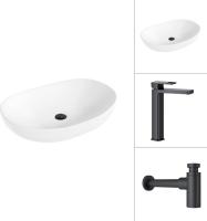 Умывальник Lauter 21502 + Cascade 21СК0655BS с сифоном 21635B (черный матовый)