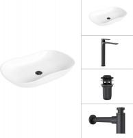 Умывальник Lauter 21570 + Reef 21CK8678BS + сифон 21635B + дон.клапан 21190B (черный матовый)