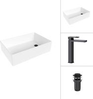 Умывальник Lauter 21518-1 + Cascade 21СК0655BS с донным клапаном 21190B (черный матовый)