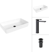 Умывальник Lauter 21487-60 + Cascade 21СК0655BS с донным клапаном 21190B (черный матовый)