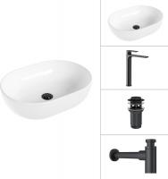 Умывальник Lauter 21836A + Reef 21CK8678BS + сифон 21635B + дон.клапан 21190B (черный матовый)