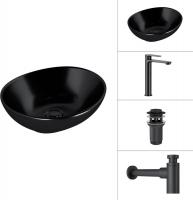 Умывальник Lauter 21652-A + Moon 21СК8691BS + сифон 21635B + дон.клапан 21190B (черный матовый)