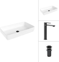 Умывальник Lauter 21487-60 + Moon 21СК8691BS с донным клапаном 21190B (черный матовый)