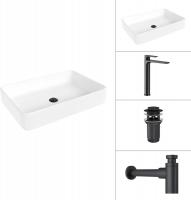 Умывальник Lauter 21842 + Reef 21CK8678BS + сифон 21635B + дон.клапан 21190B (черный матовый)