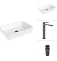 Умывальник Lauter 21487-50 + Moon 21СК8691BS с донным клапаном 21190B (черный матовый)