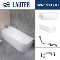 Ванна Lauter Monaco 170x72.5 2113170L (с ножками, лицевым экраном и сифоном 21Y32000 хром)